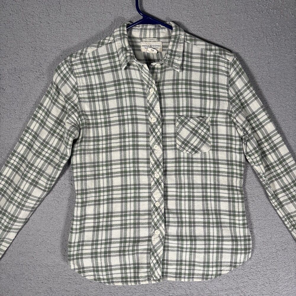 Denim & Supply Ralph Lauren RL Tomboy Plaid Button Down Shirt Green White Small